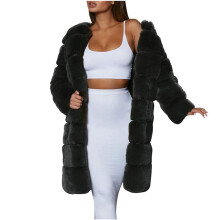 Oversized jas voor dames, met sherpa gevoerde jas met capuchon van imitatiebont, lange mouwen, warme winterjas, pluizige overjas, gewatteerd, dik en