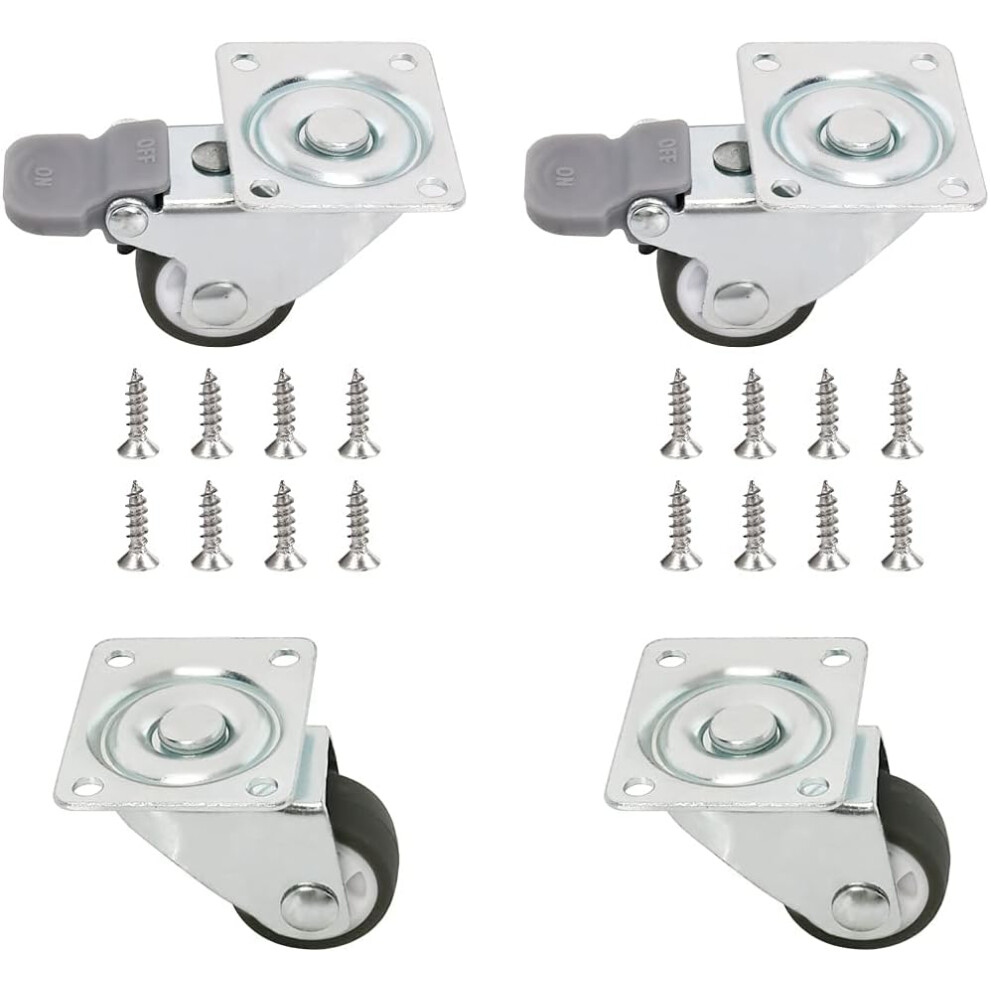 Swivel Caster With Brake For Furniture, Smooth & Quiet Low Profile Casters With 360-Degree Rotation, Heavy Duty Casters For Workshop, Industry, 9405630262711