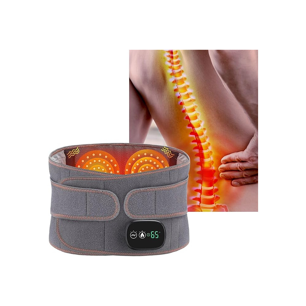 Heat Therapy for Muscle Soreness Relief, Rechargeable Battery Heated Back Wrap, Portable Cordless Heating Pad, Vibration Massage Modes, Adjustable