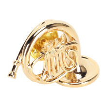 Broche à revers unique en forme de cor français en laiton avec boîte cadeau - 3,8 cm