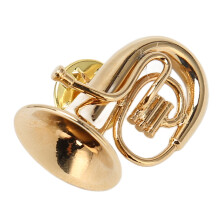 Brass Miniature Tuba Lapel Brooch Pin for Music Lovers Gold 0.98 Inch