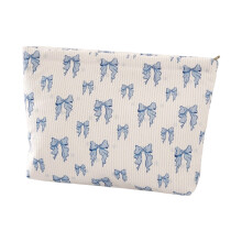 Cord-Make-up-Etui, faltenfreier Stoff-Organizer-blaue Schleife