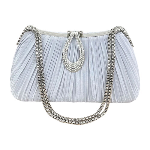 Leichte Abendtasche, plissierte Abendtasche mit-Silber