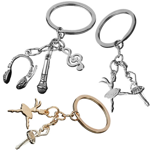 Musical Note Ballet Keychain Sturdy Metallic Ornament-A 1