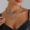 Adjustable Layering Bead Chain Crescent Pendant Necklace 5
