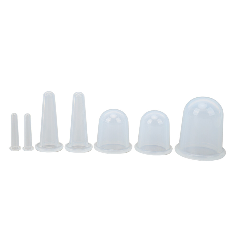 7 pcs Food Grade Silicone Facial Cupping Therapy Set, Transparent for Home Use