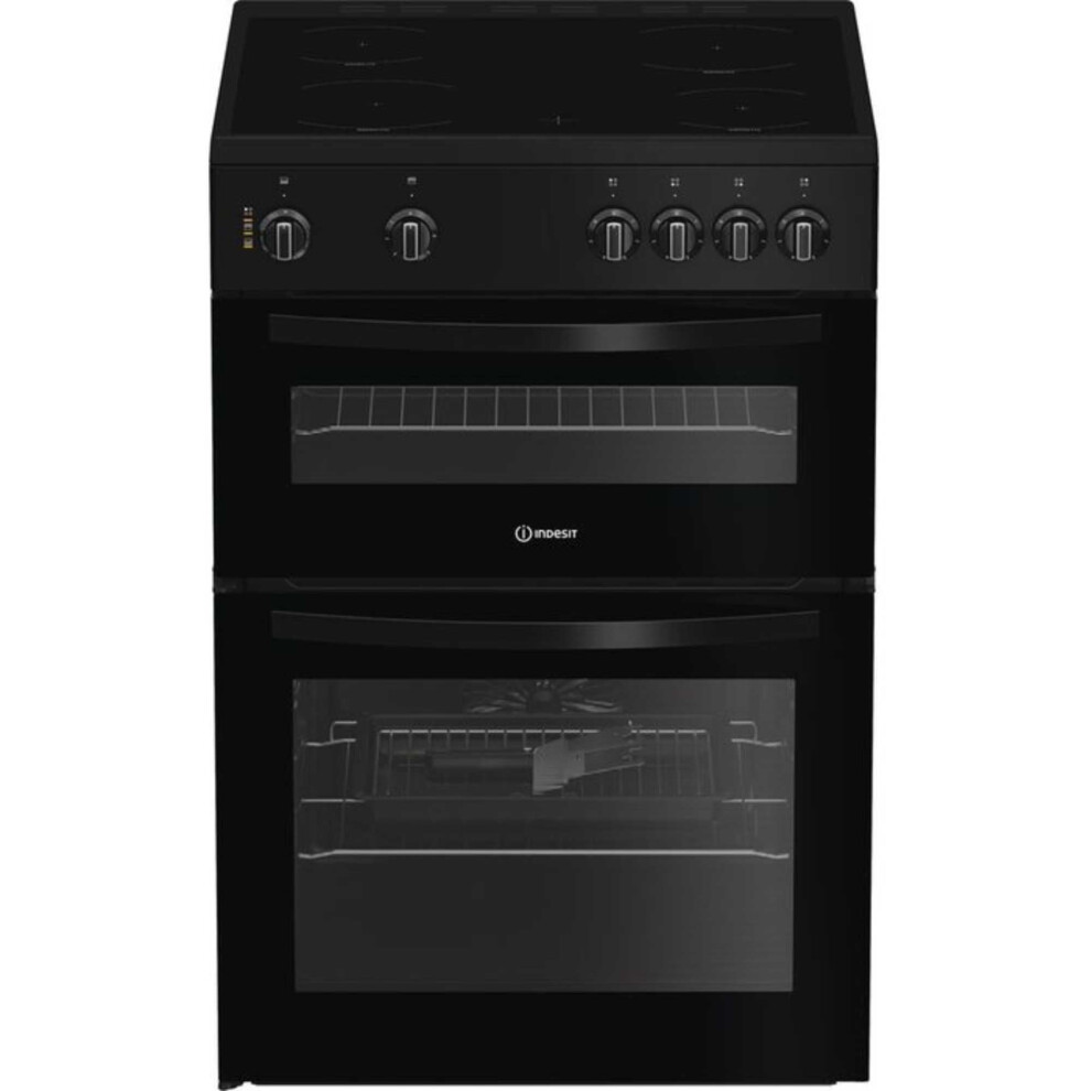 Indesit Ite6vmb 60Cm 4 Zone Ceramic Hob Electric Twin Cooker - Black