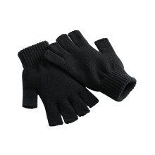 (L-XL, Black) Beechfield Unisex Adult Plain Fingerless Gloves