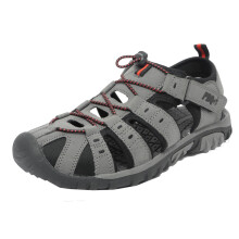 (11 UK, Grey/Red) PDQ Mens Toggle & Touch Fastening Synthetic Nubuck Trail Sandals