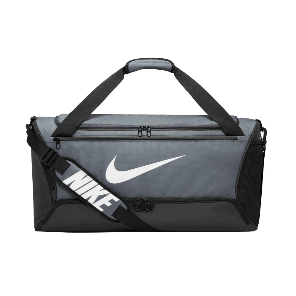 Nike (One Size, Iron Grey/Black/White) Brasilia Swoosh Training 60L Duffle Bag Black