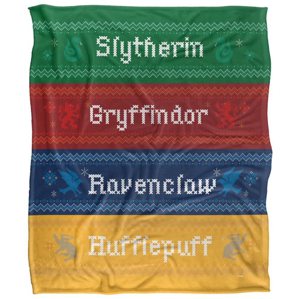 Harry Potter Hogwarts Houses Christmas Blanket Multicoloured