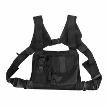 Chest Harness Rig With Reflective Strips, Adjustable Shoulder Straps For Men And Women, Durable Nylon Material Vertical Orientation Chest Radio Pack,