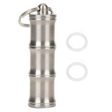 Titanium Survival Whistle And Pill Case Combination Compact Light Weight Emergency Medication Holder Waterproof Sealed For Backpacking Hiking Camping