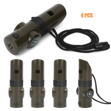 Safety Whistle For Hiking, 7 In 1 Emergency Survival Tool With Led Light And Compass High Decibel Sound For Signaling Adjustable Lanyard Included