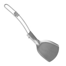 Compact Folding Spatula Stainless Steel Lightweight Design Heat Resistant Non Slip Outdoor Cooking Tool Locking Design Multi Purpose For Camping