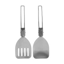 Portable Cooking Essentials, Stainless Steel Spatulas for Outdoor Cooking Adventures, Camping Cookware with Foldable Heat Resistant Design for Hiking,