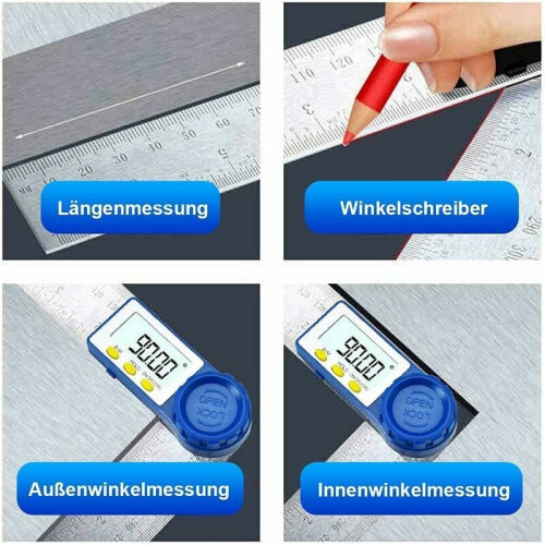 Ψηφιακός Γωνιακός Δείκτης Ακριβείας, Χάρακας & Μοιρογνωμόνιο 2 σε 1, Ανθεκτική 1