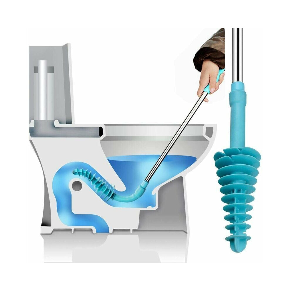 Patented Flexible Rubber Head For Efficient Dredge And Clean, Blue Toilet Plunger 9340959482924