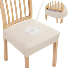 Fundas para sillas de comedor, sin TPU, diseño de terciopelo elástico, jacquard elástico para diversos ambientes (beige)