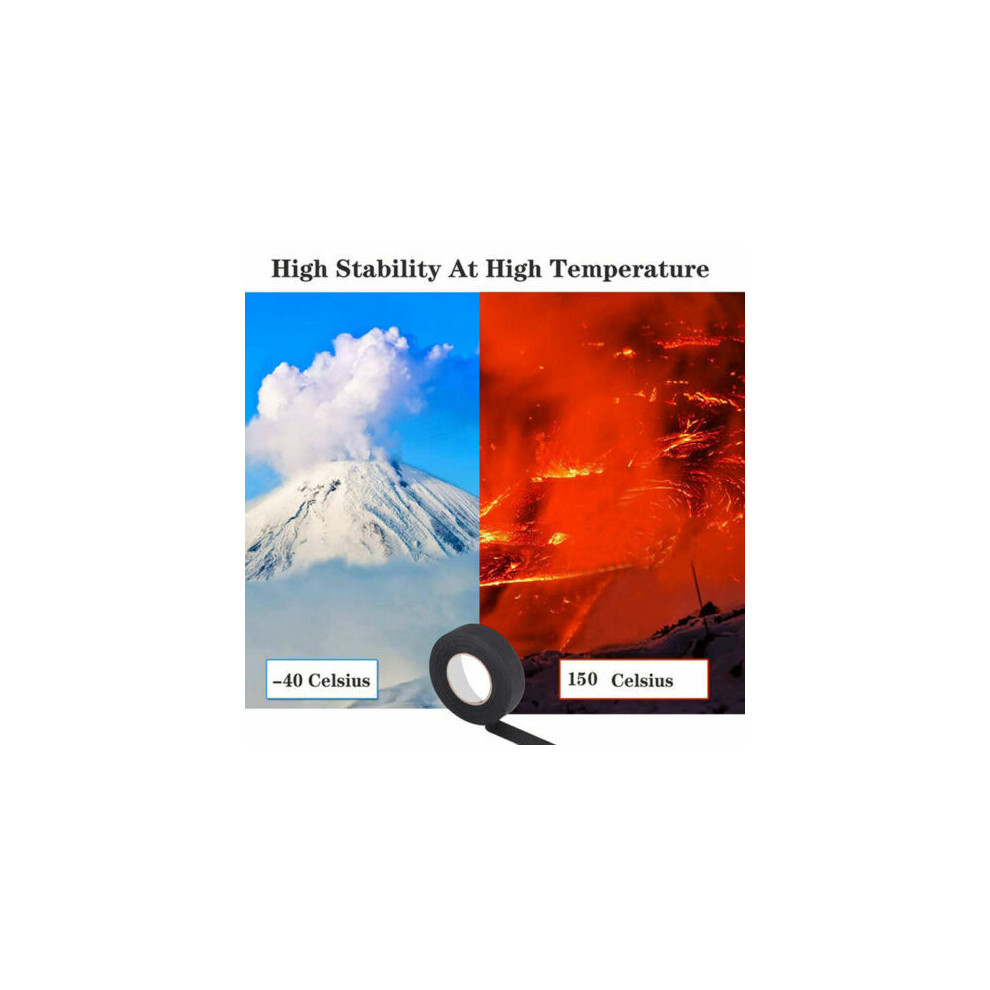 Automotive Wire Harness Tape, Heat Resistance, Noise Damping Performance And Abrasion Resistant, 4 Sets, 19Mm*15M, Polyester Cloth Base, Reduces 9169997215680