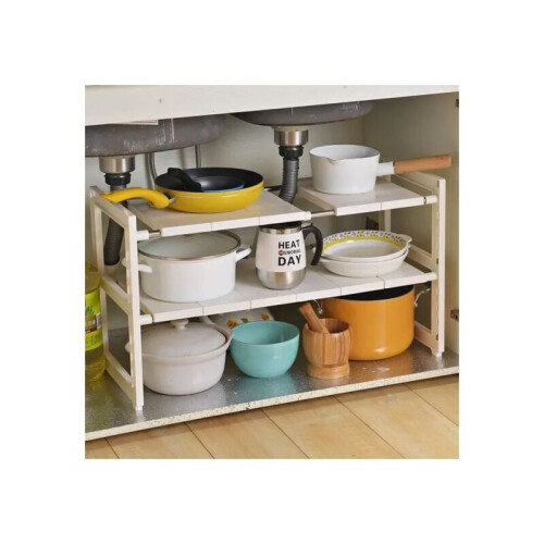 Expandable Under Sink Organizer, Multifunctional Adjustable Width Cabinet Shelf, Space-saving Design For Kitchen, Bathroom, Office, Easy To Assemble, 2