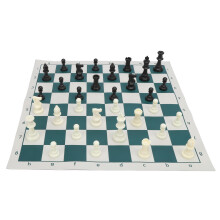 Modulares Kunststoff-Schachset aus dem Mittelalter mit grün-weißem Gummibrett, 4242 cm