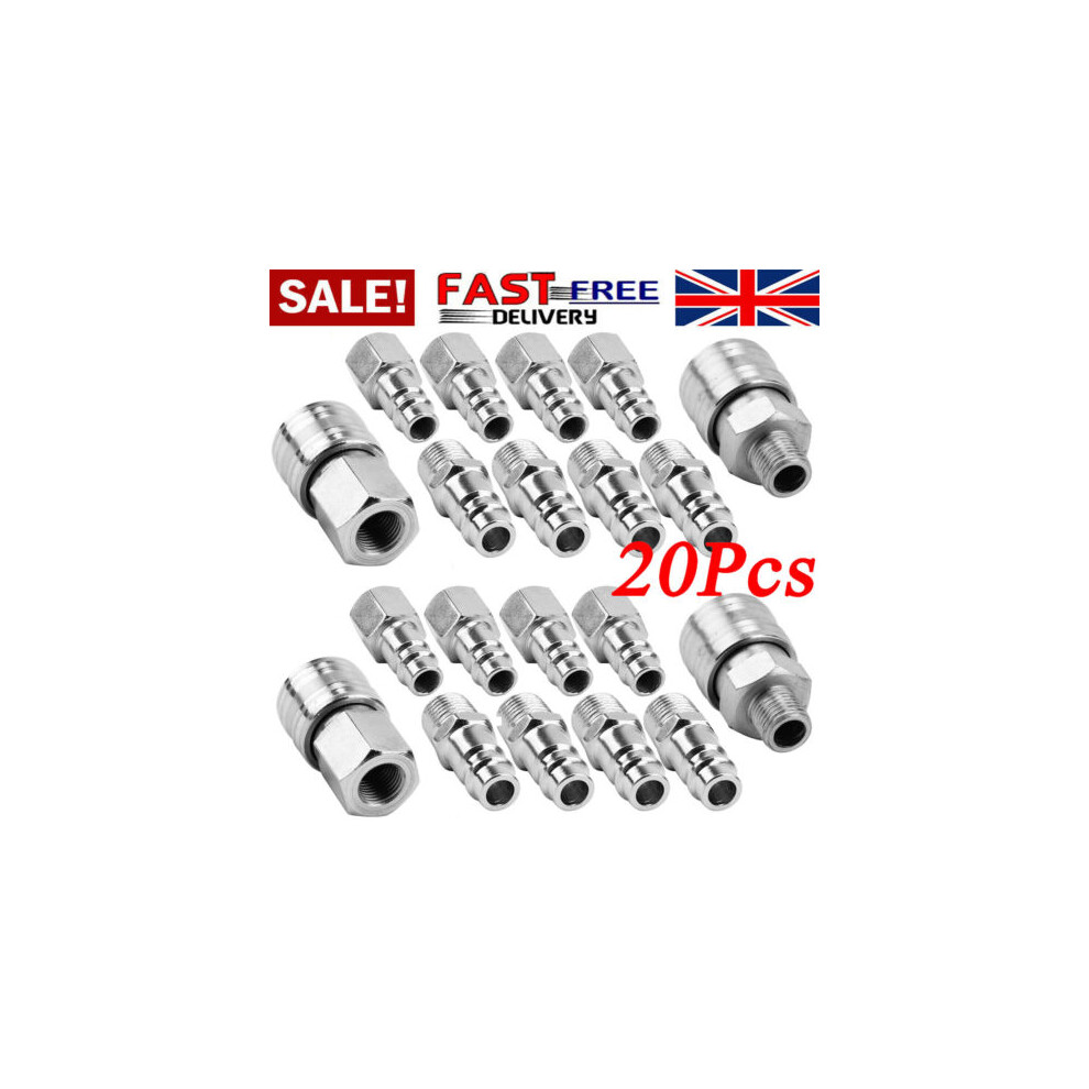 Secure Connection Air Compressor Fitting, Durable Performance Quick Disconnect Adapter With Valve To Prevent Air Escape, Galvanized Steel Hose 9173940298750