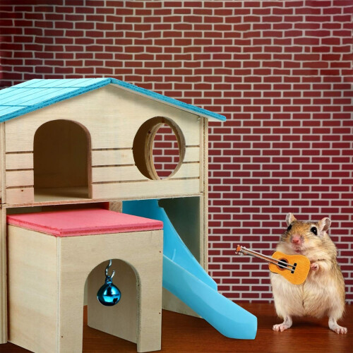 Pet Paradise, Πολυτελής Ξύλινη Καλύβα Δύο Επιπέδων με Τσουλήθρα, Ανθεκτική στις Οσμές 1