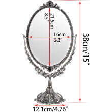 Elegant Vintage Makeup Mirror, Silver Zinc Alloy Double Sided Oval Design for Clear Image, Classical European Retro Style, Light-weighted with Velvet