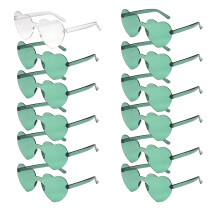 Cute Heart Sunglasses Pack, Lightweight Construction Rimless Design, Transparent Candy Color Fashion Accessory for Girls Boys Teens Adults Carnival