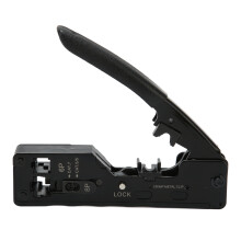 Alicate de crimpagem modular Ethernet, design compacto com cabo ergonômico, para conectores de rede blindados, ferramenta de crimpagem passante para