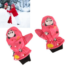 Kleinkind Ski-Handschuhe Wasserdicht Warm Dicker Polyester Schneemützen Pink