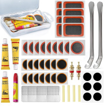 Bike Tire Puncture Repair Kit, 40 Pcs Tyre Patch Repair Kit, Storage Bicycle, Rubber, Road, Mountain, Commuter Bikes, Moto