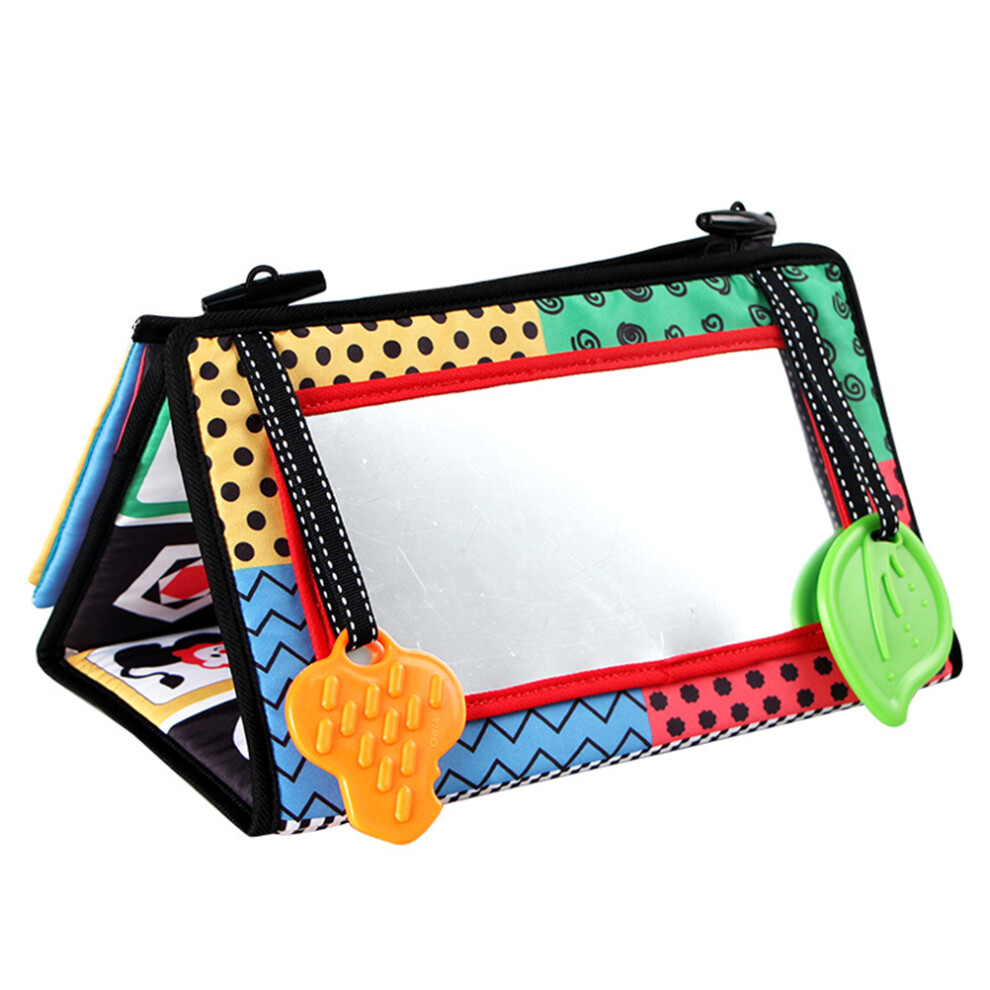 Baby Mirror for Tummy Time, Tummy Time Toys with High Contrast Visual Stimulation and Sensory Development Features, 3-in-1 Foldable Floor Activity Mat