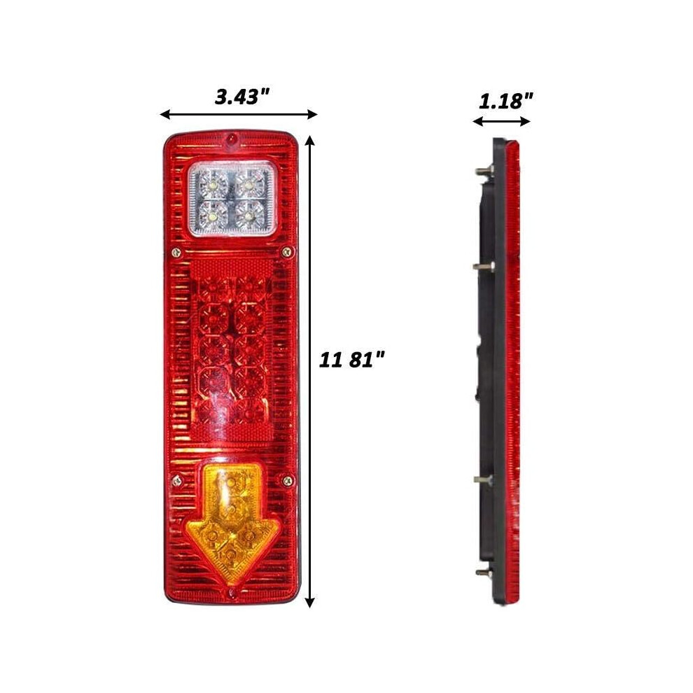 Led Tail Kit, Multi Color Lenses 19 Led Truck Trailer Tail With Clear Red Optics For Camper Van Snowmobile 2Pcs (12V), Bright And Light/Amber 9169997216656