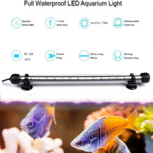 Luce LED per acquario, LED RGB in vetro di cristallo con luminosità regolabile, luce sommergibile a risparmio energetico per acquario con