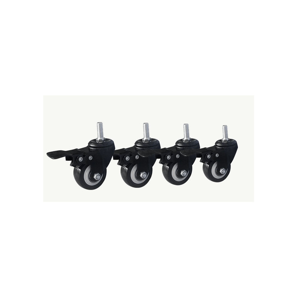 Heavy Duty Polyurethane Castor Wheel, Locking Threaded Stem Mount For Furniture, Trolley, Carts - Quiet Operation, Non-Marking, Double Base Ball, 9169997216557