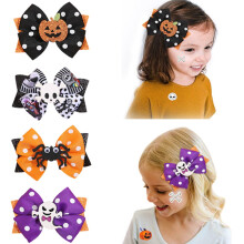 Accessoires de coiffure réutilisables pour les fêtes d'Halloween, pinces à cheveux avec nœud en gros-grain, assorties à toutes les couleurs de