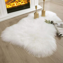 Super Soft Faux Fur Rug, Luxurious Area Rug Fluffy 2X3 Ft, White Sheepskin Chair Cover, Non-Slip Backing for Bedroom, Living Room, Kids Area, Easy