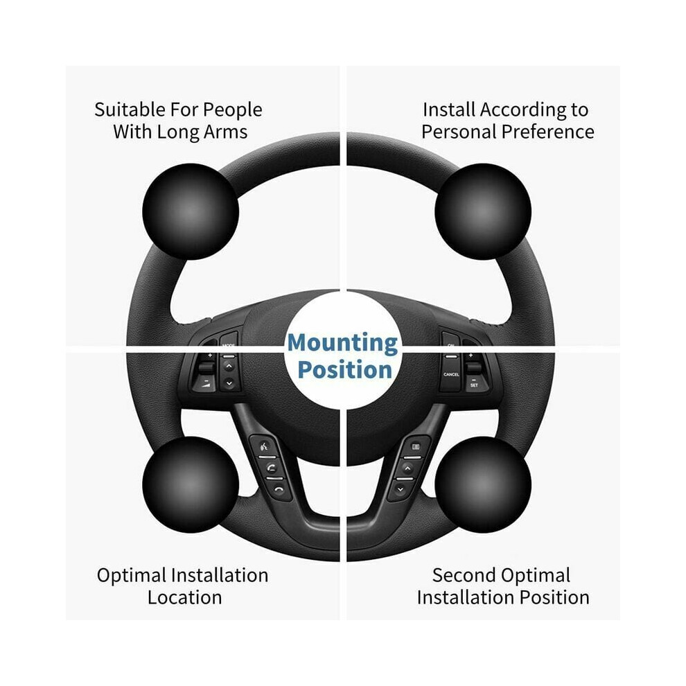 Steering Wheel Spinner For Increased Maneuverability, Smooth Retro Look Universal Fit Vehicle Steering Knob With Powerful Torque Increase Black 9169997151667