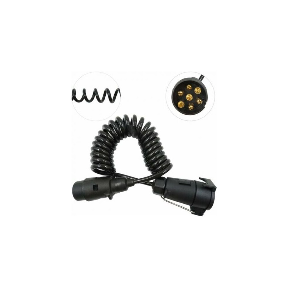 Durable Plastic Casing Trailer Electrics Extension For Trailers, Spiral Cable With Waterproof Cap Ensures Secure Connection, 2M Tpu Cord Is Oil Light 9405630259773