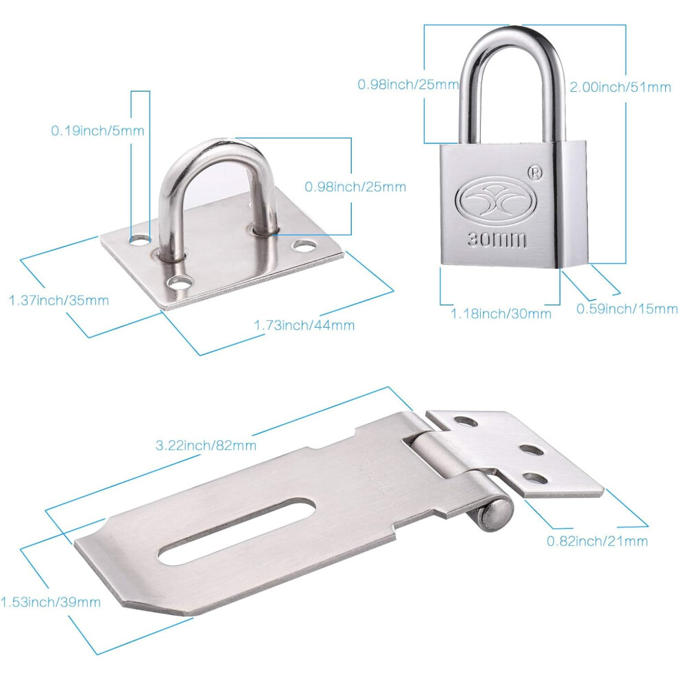 Locking Hasp For Security Door Clasp, Angle Locking Latch Stainless Steel Heavy Duty Door Locking Mechanism, Rust Resistant Corrosion Resistant 9169997151490