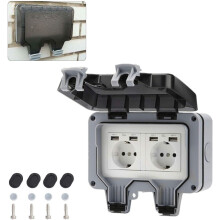 Buitenstopcontact, IP66 waterdichte, weerbestendige elektrische doos met aan/uit-schakelaar, aardings- en sabotagebestendige buitenstopcontact voor