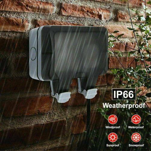Εξωτερική πρίζα, IP66, αδιάβροχη, ανθεκτική στις καιρικές συνθήκες, με διακόπτη 1