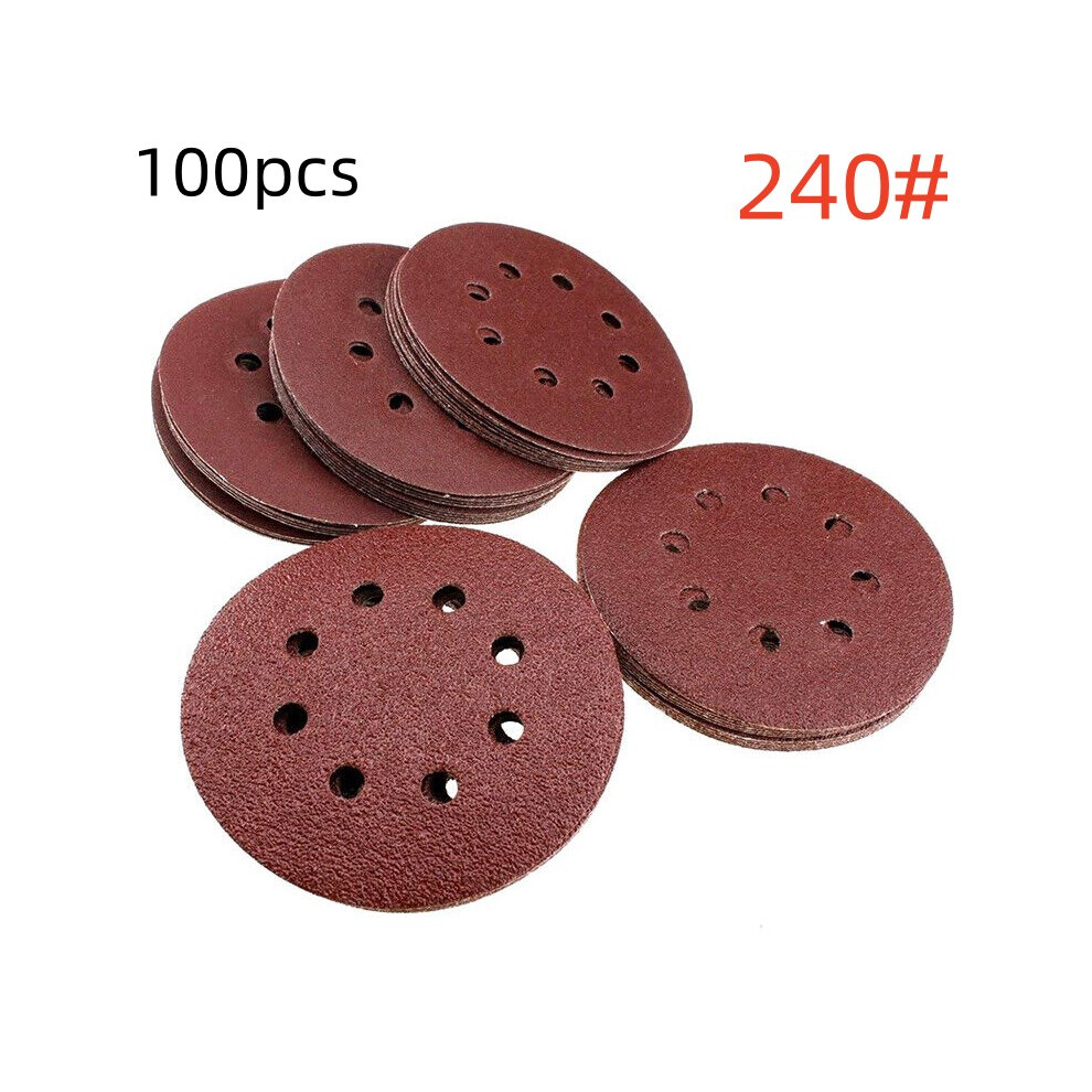 100Pcs Sanding Discs Universal Compatibility, Red-Brown Aluminum Oxide Abrasive For Orbital Sander, Smooth Finish Sand Papers (125Mm) 9173940317772