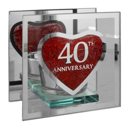 Celebrations Celebrations Glass Single 40th Anniversary Tea Light Holder