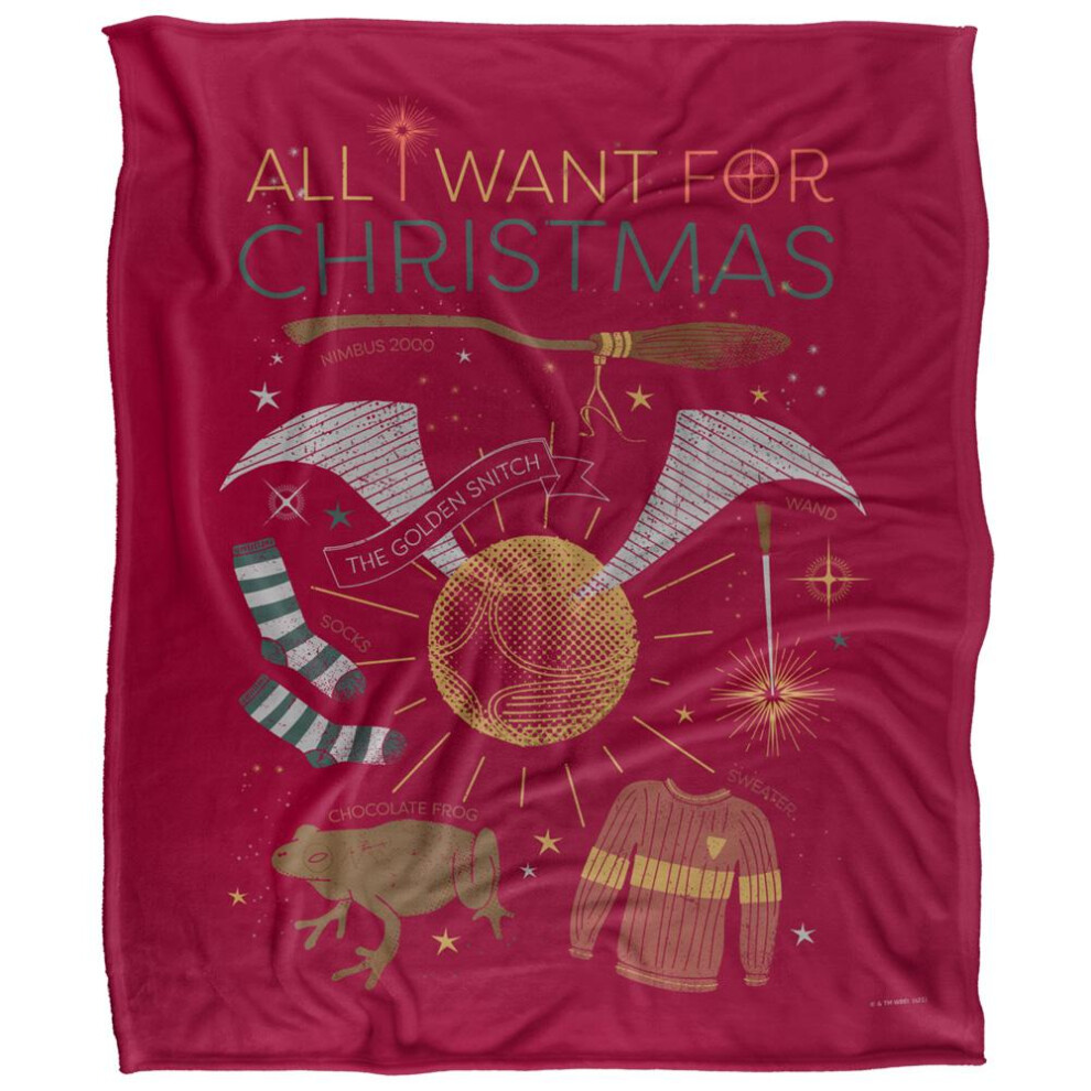 Harry Potter All I Want For Christmas Quidditch Blanket