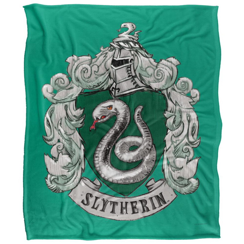 Harry Potter Slytherin Stitched Crest Blanket Multicoloured