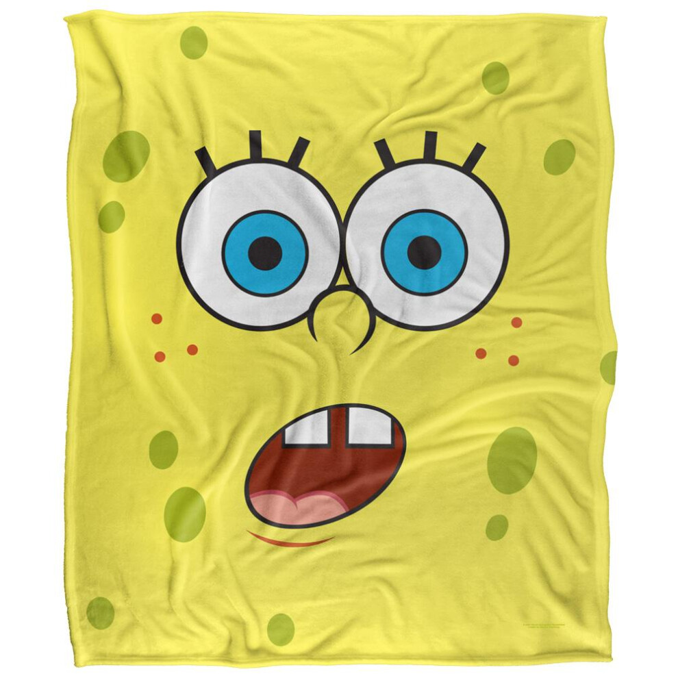 Spongebob Squarepants Silky Surprise Face Supersoft Blanket Yellow