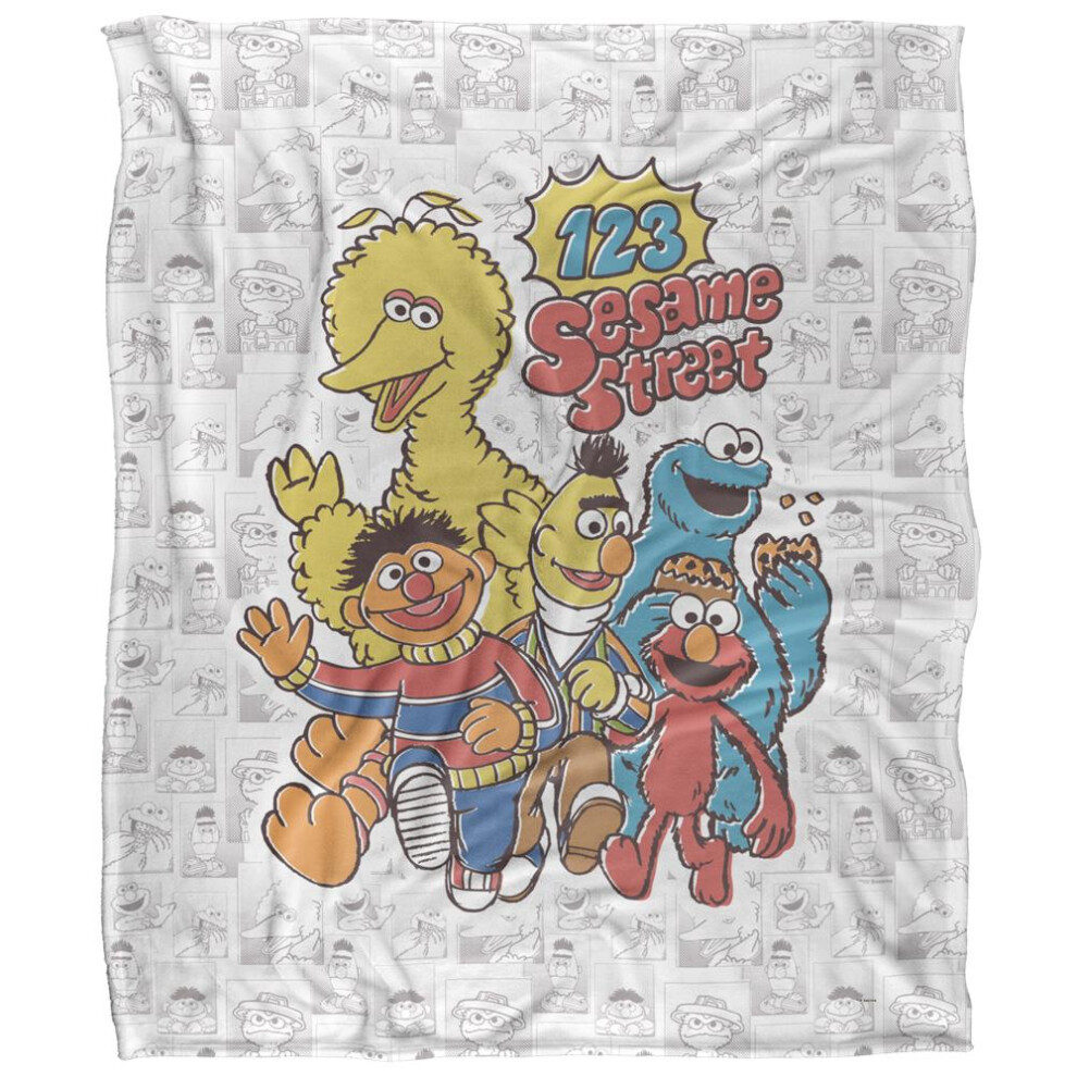 Sesame Street 123 Group Shot Blanket Multicoloured